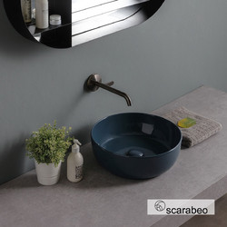Scarabeo Glam Επικαθήμενος Νιπτήρας Μπάνιου Στρογγυλός Πορσελάνης 39x14cm Μπλε 502-1807-600G