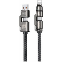 Καλώδιο Φόρτισης WK (WDC-50 ) 4 σε 1 USB-A/USB-C σε USB-C/Lightning - 240W, PD, QC, USB 2.0 - Braided - 1.2m - Μαύρο WDC-50 Black