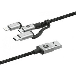 Σετ Καλωδίων Mophie 3in1 Charge Sync USB-A To Micro USB/USB-C/Lightning 1m - Silver
