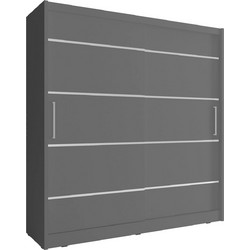PoliHome Δίφυλλη Ντουλάπα Ρούχων Συρόμενη Γκρι 180x62x200cm 161353249