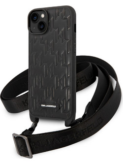 Karl Lagerfeld Monogram Plaque Back Cover Black (iPhone 14 Plus)