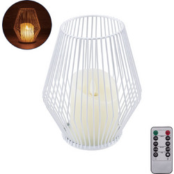 GloboStar(R) CANDLE 76489 Διακοσμητικό Realistic Κερί με LED Εφέ Κινούμενης Φλόγας - Μπαταρίας 2 x AA (Δεν Συμπεριλαμβάνονται) & Ασύρματο Χειριστήριο IR Θερμό Λευκό 2700K Dimmable Λευκό Φ16 x Υ18cm