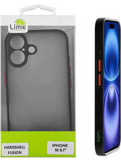 Lime Successories Lime Θηκη Iphone 16 6.1'' Hardshell Fusion Full Camera Protection Black With Red KEYS