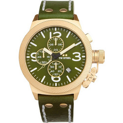 TW Steel Ανδρικό Ρολόι Χρονογράφος με Πράσινο Δερμάτινο Λουράκι CS108