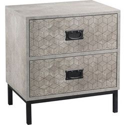 Liberta - Maison RUBIK Κομοδίνο με 2 Συρτάρια Cement Ανοιχτό με Pattern 50x35x55cm 09-0952