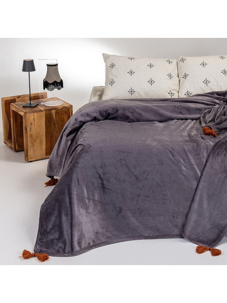 ΚΟΥΒΕΡΤΑ FLANNEL ΥΠΕΡΔΙΠΛΗ BERLIN DARK GREY - MELINEN