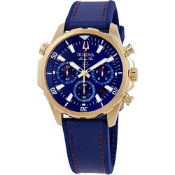 Bulova Marine Star Ανδρικό Ρολόι Χρονογράφος με Μπλε Καουτσούκ Λουράκι 97B168