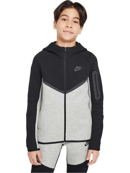Nike Παιδική Ζακέτα Fleece με Κουκούλα και Φερμουάρ Μαύρη Γκρι HV5867-064