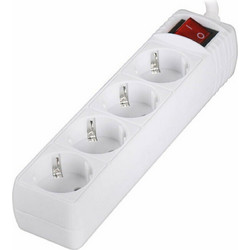 LAMTECH POWER STRIP WITH SWITCH 4 OUTLETS WHITE 1.5M
