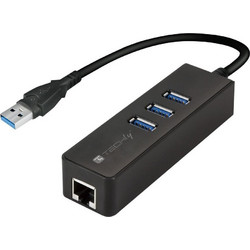 Techly IDATA USB-ETGIGA-3U2 USB Hub 3.0 USB-A με 4 Θύρες USB-A / Ethernet