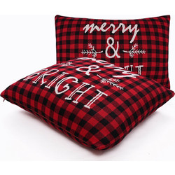 Χριστουγεννιάτικο Καρέ Merry & Bright (Red Multi) 100% cotton knitted 90x90 Liolios Home