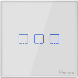 Διακόπτης Τοίχου Sonoff T2EU3C-RF με Τρία Πλήκτρα Αφής Λευκός 433MHz