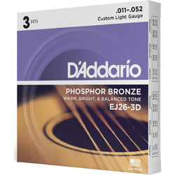 D'Addario EJ26 Σετ 6 Χορδές Ακουστικής Κιθάρας Phosphor Bronze 11-52" Light Tension