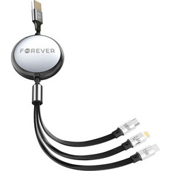 Forever 3in1 Καλώδιο USB σε Lightning και 2xUSB-C 1,2 m 100W, μαύρο