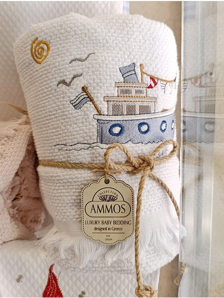 Σετ Πετσέτες Βρεφικές Raison D Etre AMMOS ΚΑΡΑΒΑΚΙ WHITE