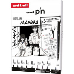 Μαρκαδόροι Σχεδίου Manga Uni PIN-200 Starter Case με πάχος μυτών 0.1/0.3/0.5/0.8/1.0mm/BR/0.5mm - 8 τεμάχια UNI PIN 8P SET NO. 1
