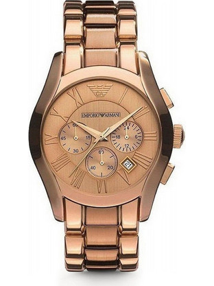 Emporio Armani Ανδρικό Ρολόι Χρονογράφος με Καφέ Δερμάτινο Λουράκι AR0395