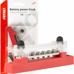 Amio - ΜΠΑΡΑ ΚΑΛΩΔΙΩΝ / ΤΕΡΜΑΤΙΚΟ 6 ΘΕΣΕΩΝ max 48V ΚΟΚΚΙΝΟ - 1 Τεμ. (03810/AM) | Amio