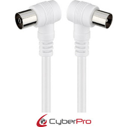 CyberPro Καλώδιο Κεραίας Coax Male to Coax Female 1.5m White CP-TVPAL015W-90