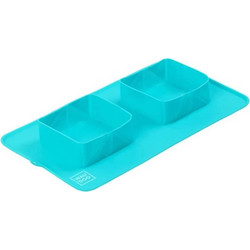 Waudog Πτυσσόμενο Διπλό Μπολ Σκύλου-Γάτας Ρortable Folding Bowl Τιρκουάζ 38.5x23x5cm