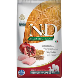 Farmina N&D Ancestral Grain Medium & Max Adult with Chicken, Spelt, Oats & Pomegranate 12kg