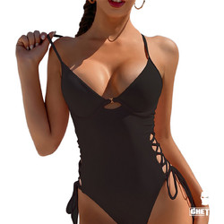 Ghetto High Cut Leg One Piece Thong Ολόσωμο Μαγιό Μαύρο