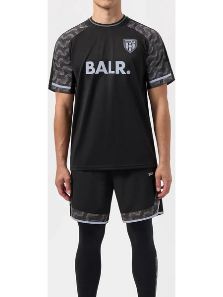 BALR. Training T-Shirt Αθλητικό ΜΑΥΡΟ Μοντέλο με εκτύπωση Διακοσμητική στρογγυλή λαιμόκοψη Στυλ regular fit
