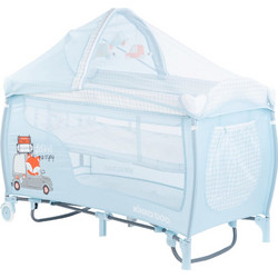 KikkaBoo Dolce Sonno 2020 Παρκοκρέβατο 2 Επίπεδων με Στρώμα Δίχτυ & Αλλαξιέρα Blue Foxy