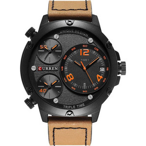 Curren Ανδρικό Ρολόι με Καφέ Δερμάτινο Λουράκι 8262 Orange/Brown