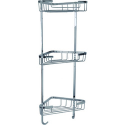 Punto Accessori Τριπλή γωνιακή σχαρωτή σπογγοθήκη 595x240x150mm σατινέ 08-90-0017