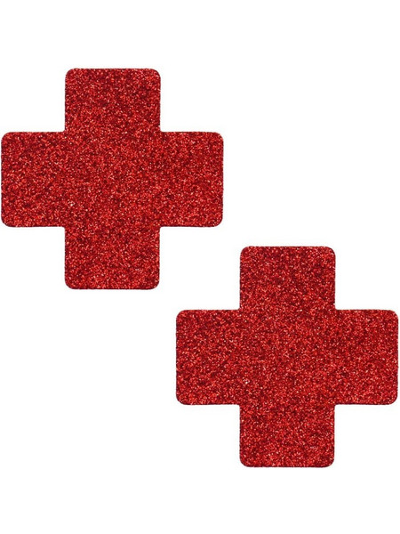 Glitter Cross Nipple Pasties Stickers Red
