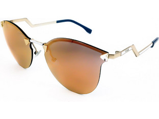 Fendi FF0040/S JFG/SQ Γυναικεία Γυαλιά Ηλίου Στρογγυλά Μεταλλικά Ασημί με Χρυσό Polarized Φακό