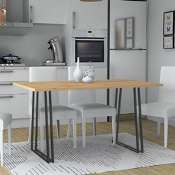 Τραπέζι Gable Megapap χρώμα φυσικό οξιάς - ανθρακί 140x80x76εκ