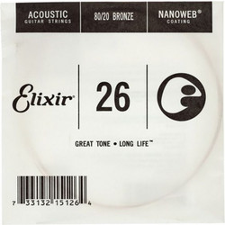 Elixir Strings 15126 Nanoweb Χορδή Ακουστικής Κιθάρας 80/20 Bronze 26"