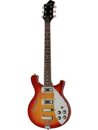 Harley Benton RB-600 Classic Series Ηλεκτρική Κιθάρα Semi-Hollow με HH Μαγνήτες και Ταστιέρα Rosewood Cherry Sunburst