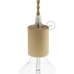 Ντουί Ε27 Στήριγμα Καλωδίου 2x0,75 Φυσικό Ξύλο Creative Cables 150188 Cubalux-150188-Μπεζ 150188