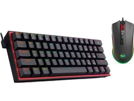 Redragon MK1 Black Μηχανικό Gaming Πληκτρολόγιο 60% με Custom Red Διακόπτες RGB