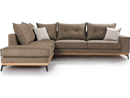 Pakoworld Luxury II Γωνιακός Καναπές Δεξιά Γωνία Καφέ 290x235x95cm 168-000010
