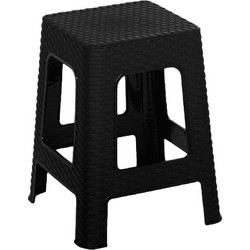 Σκαμπό Rattan τετράγωνο πλαστικό Black 36x36x45cm