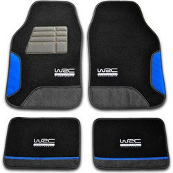 WRC Σετ Μπροστινά και Πίσω Πατάκια Universal 4τμχ από Μοκέτα Μαύρο-Μπλε (007436)