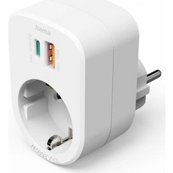 Πολύμπριζο Hama Power Strip 3 θέσεων με θύρες USB-A/USB-C - White