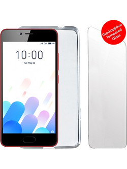 Volte-Tel Combo Meizu M5C Θήκη Slimcolor Air Λευκή και Tempered 0.30mm