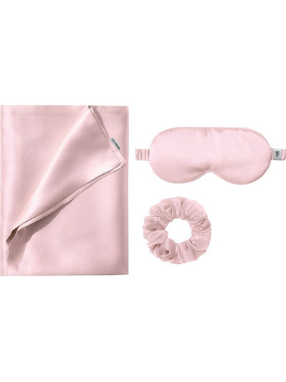 Μεταξωτή Μαξιλαροθήκη + Μάσκα Ύπνου + Scrunchie Feel & Touch Beauty Sleep Pudra