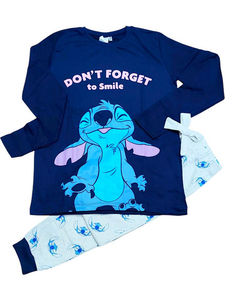 Disney Stitch Σετ Γυναικείες Πιτζάμες Χειμωνιάτικες Μπλε 002471