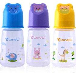 Lorelli Πλαστικό Μπιμπερό με Θηλή Σιλικόνης 0m+ Animals Hood Purple 125ml 1020075-2