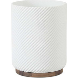 Κάδος Απορριμμάτων Stripes AH-BA25148 Φ20x25cm White-Natural Andrea House Polyresin,Ξύλο