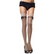LEG AVENUE - SHEER PIN STRIPE THIGH HIGHS