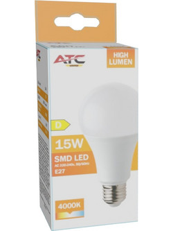 ATC SMD LED High Lumen Λαμπτήρας A60 230V 15W/2100LM E27 4000K