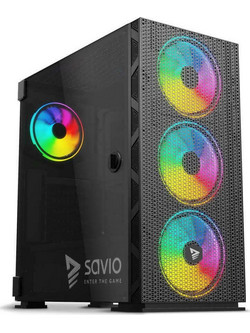 SAVIO Raptor X1 Black Gaming Midi Tower Κουτί Υπολογιστή με Πλαϊνό Παράθυρο
