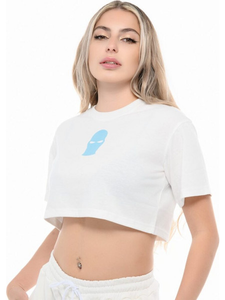 Ghetto Mask Crop Top T-Shirt White | Women's Streetwear Crop